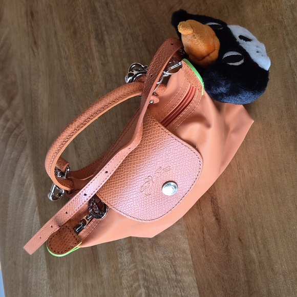 Longchamp Orange Pouch W Handles, Includes Strap & Jelly Cat Charm!!! - Picture 2 of 7
